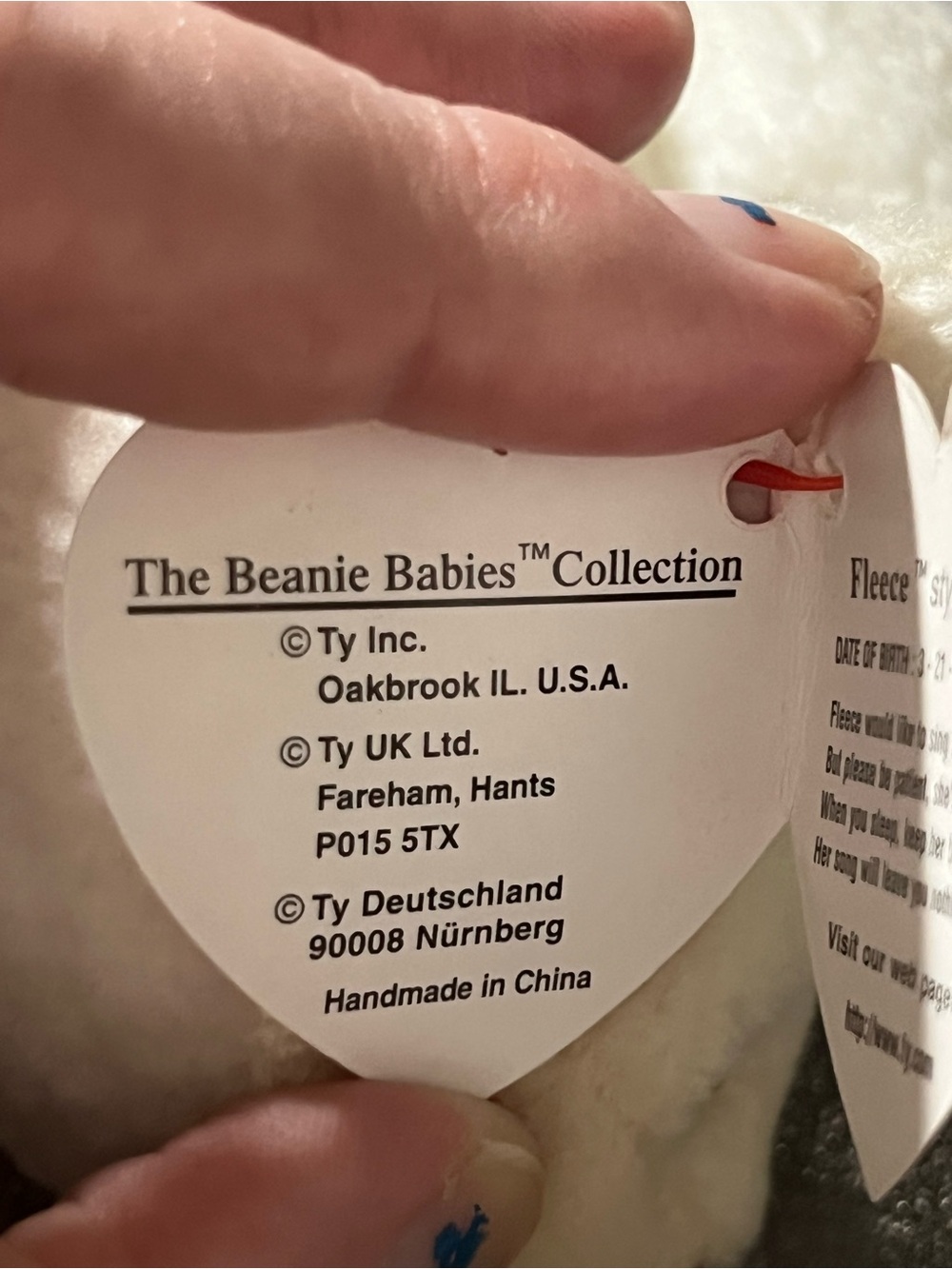 Ty Beanie Baby - Fleece the Lamb - 1996 Rare & Retired, PVC Pellets - Picture 8 of 11